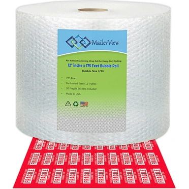 Upkg 2-Pack Bubble Cushioning Wrap Rolls 700 Ft Total Perforated Every 12 for Packing 3/16 Air Small Bubble Mailing Shipping 12 Inch x 350 Feet